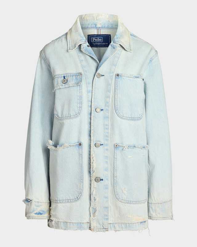 Distressed Denim Utility Jacket